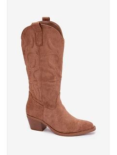 Dámské Kožené Kozačky na Podpatku Camel Wesly