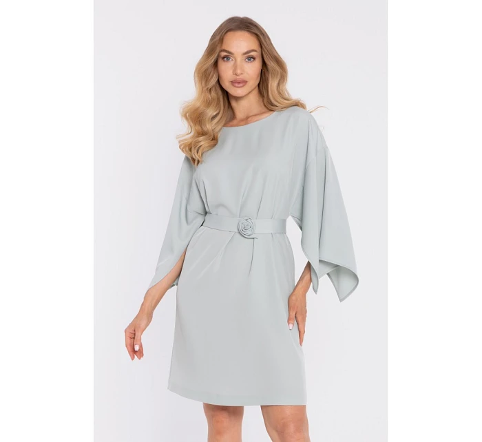 model 22040609 Šaty s ozdobnými širokými rukávy mátové - Moe