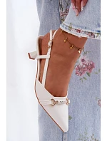 Dámské sandály na podpatku s špičatými špičkami bílé Felessa