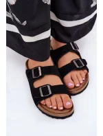 Dámské semišové pantofle s přezkami Big Star – černé Dámské semišové pantofle s přezkami Big Star – černé