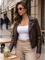 Dámská hnědá kožená bunda ve stylu Ramones od FashionStreet TY5722 Dámská hnědá kožená bunda ve stylu Ramones od FashionStreet TY5722