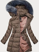 Dámská zimní prošívaná hnědá bunda (7701)
