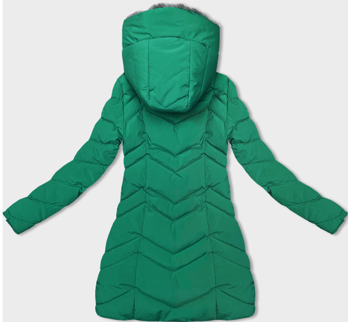 Zelená dámská zimní bunda s kožešinovou podšívkou (LHD-23023)