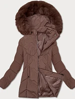 Dámská plus size zimní bunda s kapucí S'west chocolate (B8300-14)