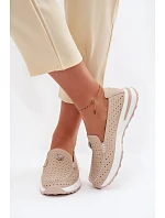 Dámské vzorované mokasíny z přírodní kůže béžové model 22095036 - EVENTO Dámské vzorované mokasíny z přírodní kůže béžové model 22095036 - EVENTO