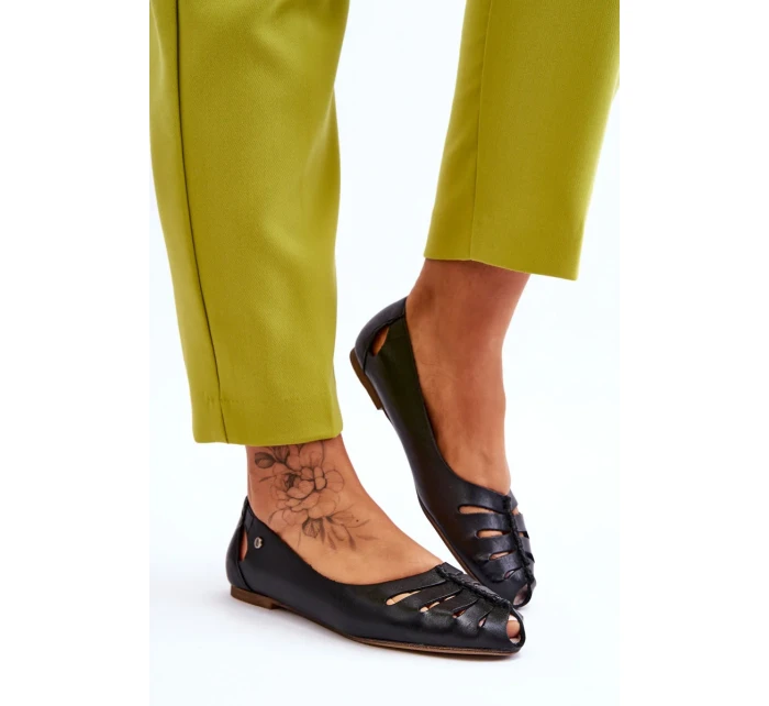 Pohodlné kožené dámské baleríny Černe Luka