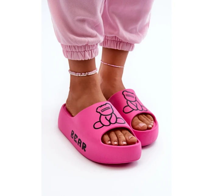 Dámské pěnové pantofle na masivní podrážce s medvídkem Fuchsia Lamira Dámské pěnové pantofle na masivní podrážce s medvídkem Fuchsia Lamira