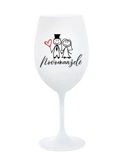 NOVOMANŽELÉ - bílá sklenice na víno 350 ml