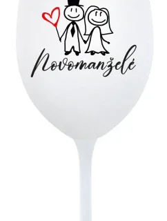 NOVOMANŽELÉ - bílá sklenice na víno 350 ml