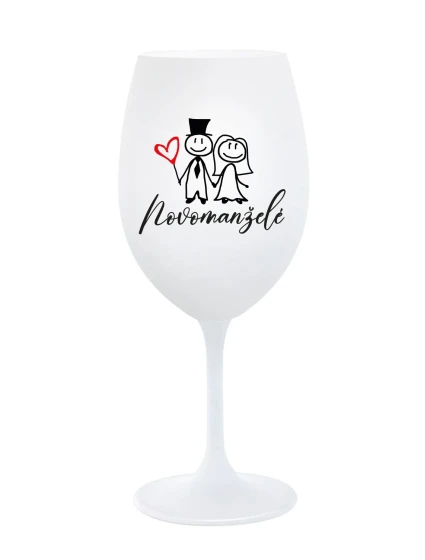 NOVOMANŽELÉ - bílá sklenice na víno 350 ml NOVOMANŽELÉ - bílá sklenice na víno 350 ml