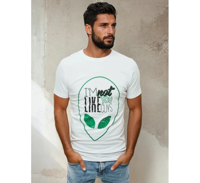 Pánské bílé tričko s potiskem FashionStreet RX4154