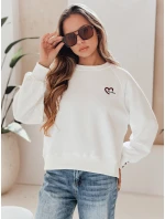 Dámská oversize mikina s vyšívanými srdíčky MONLOVE bílá FashionStreet BY1507