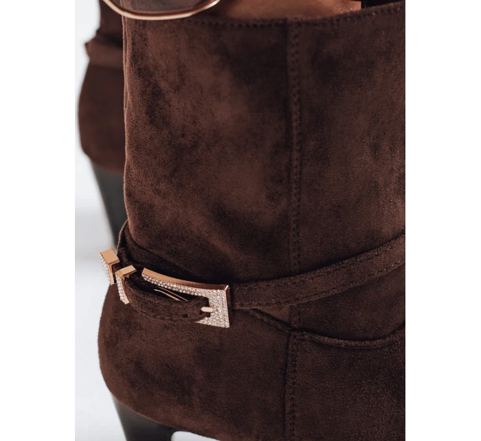 Dámské semišové hnědé kozačky model 21993472 - Dstreet Dámské semišové hnědé kozačky model 21993472 - Dstreet