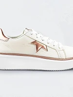 Bílo-měděné šněrovací tenisky sneakers s hvězdičkou (BB126N)