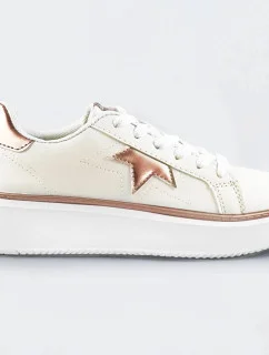 Bílo-měděné šněrovací tenisky sneakers s hvězdičkou (BB126N)