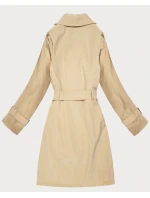 Płaszcz damski typu trencz z paskiem Goodlookin jasny beżowy (KK60417-3#)