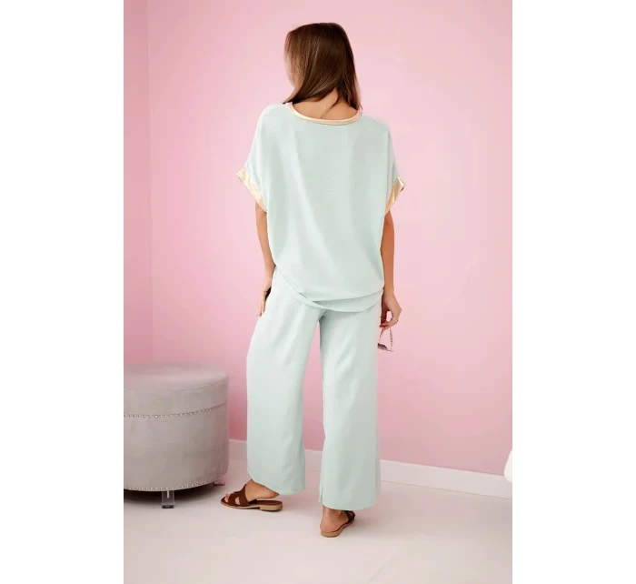 Viskózový komplet se zlatým lemováním tmavá máta Viskózový komplet se zlatým lemováním tmavá máta