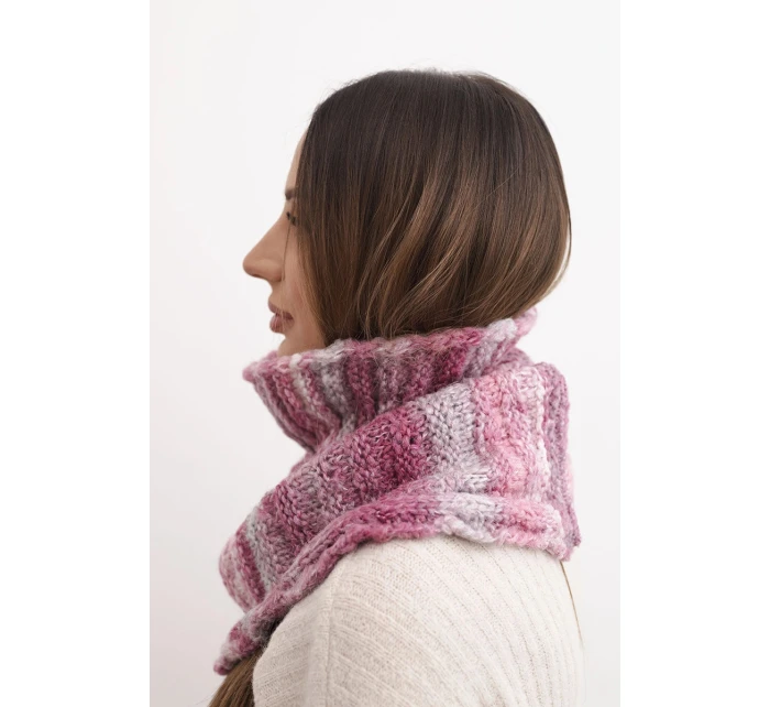 Komin dámský vlněný měkký šátek golf zimní KN21 tmavě růžový