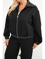 Dámská sada Plus Size s model 22297072 na zip a širokými kalhotami černá - K-Fashion Dámská sada Plus Size s model 22297072 na zip a širokými kalhotami černá - K-Fashion