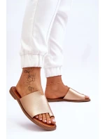 Dámské kožené žabky zlato model 21613216 - EVENTO Dámské kožené žabky zlato model 21613216 - EVENTO