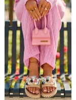 Dámské sandály na platformě s ozdobami S.Barski HY077 béžové