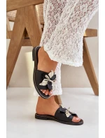 Pantofle S Dekorací Přírodní Kůže Zazoo model 21682375 Černé - Boto Pantofle S Dekorací Přírodní Kůže Zazoo model 21682375 Černé - Boto