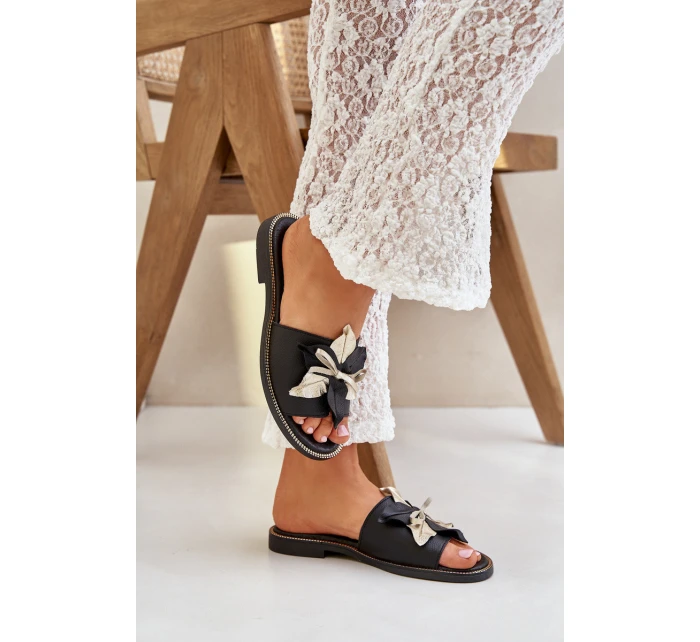 Pantofle S Dekorací Přírodní Kůže Zazoo model 21682375 Černé - Boto Pantofle S Dekorací Přírodní Kůže Zazoo model 21682375 Černé - Boto