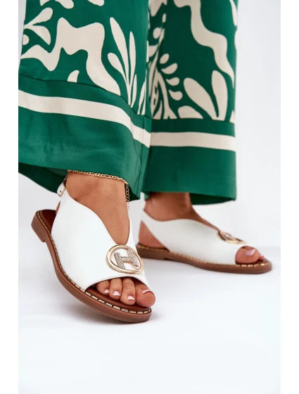 Plné Elegantní Sandály S Ozdobou Bílé model 21685749 - Boto