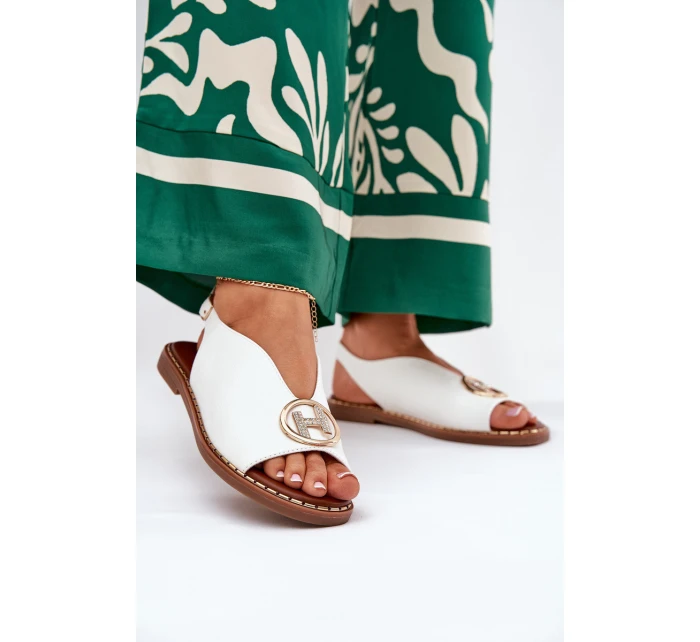 Plné Elegantní Sandály S Ozdobou Bílé model 21685749 - Boto