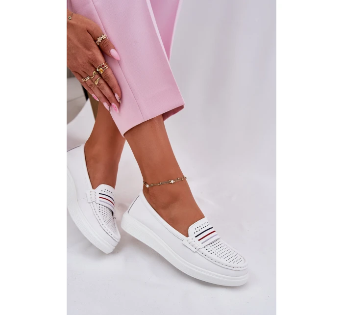 Dámské Kožené Mokasíny Bílé model 21696947 - EVENTO Dámské Kožené Mokasíny Bílé model 21696947 - EVENTO