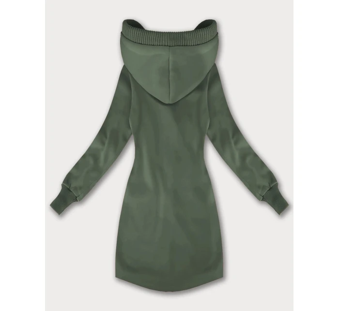 Šedozelená dámská mikina se svetrovými vsadkami LHD (AMG-172A)