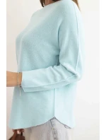 Dámský svetr z viskózy s dlouhým rukávem a kulatým výstřihem mátový Dámský svetr z viskózy s dlouhým rukávem a kulatým výstřihem mátový