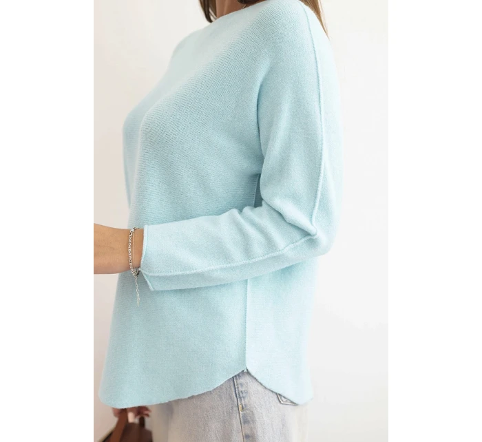 Dámský svetr z viskózy s dlouhým rukávem a kulatým výstřihem mátový Dámský svetr z viskózy s dlouhým rukávem a kulatým výstřihem mátový