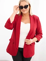 Dámská sako Plus Size bez zapínání s podšívkou XL/2XL bordó