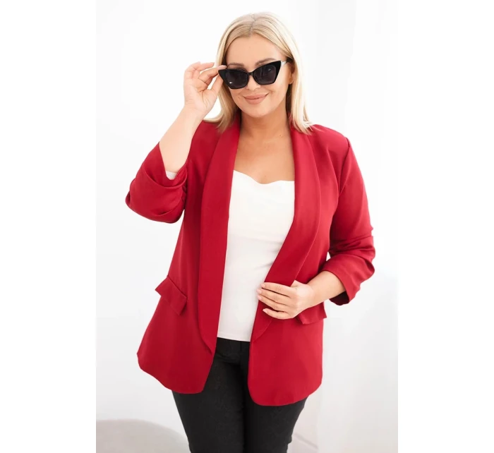 Dámská sako Plus Size bez zapínání s podšívkou model 21468628 bordová - K-Fashion