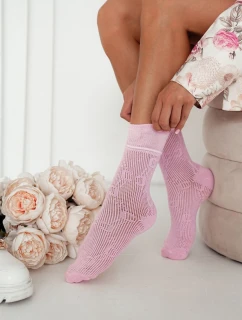 Dámské Ponožky Mřížkované CC Růžové