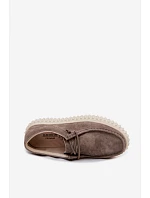 Kožené Semišové Dámské Polobotky na Podpatku Taupe Jamila Kožené Semišové Dámské Polobotky na Podpatku Taupe Jamila
