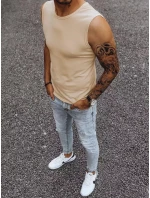 Pánské tričko bez rukávů s potiskem béžové FashionStreet RX4918