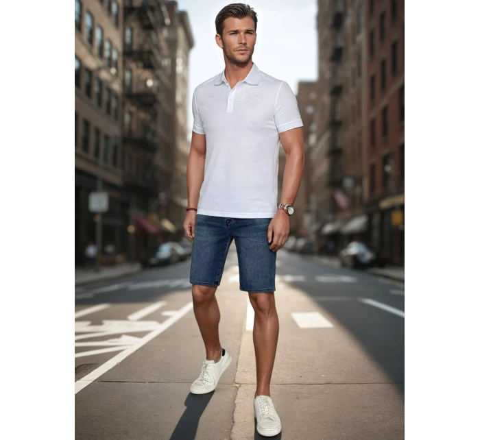 Pánská polokošile s nášivkou bílá FashionStreet PX0627 Pánská polokošile s nášivkou bílá FashionStreet PX0627