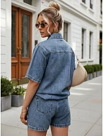 Dámská souprava s džínovou košilí a modrými šortkami FashionStreet AY1207 Dámská souprava s džínovou košilí a modrými šortkami FashionStreet AY1207