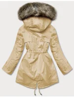 PARKA Z I KAPTUREM BEŻOWA model 21242109 - Libland