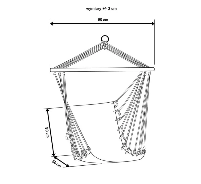 BRAZILSKÁ ZÁVĚSNÁ SEDAČKA HAMAK 100x50 cm PŘÍRODNÍ S VSTŘÍCNÝM PUSHEM BÍLÁ