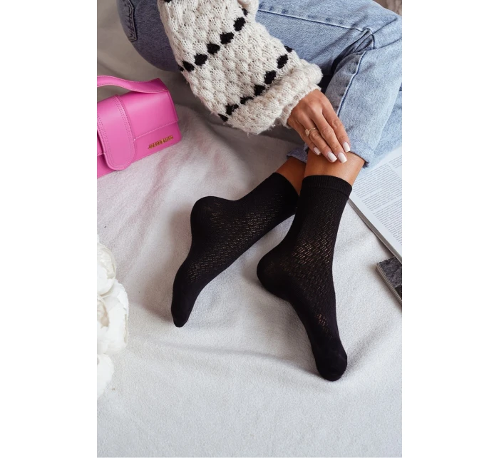 Dámské Ponožky Ažurové Černé