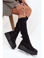 Dámské  Kolena Na Platformě A Klínu Černé model 21707958 - VINCEZA