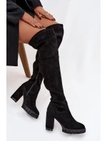 Dámské nadkolenní kozačky Tahlina na sloupku – černé Dámské nadkolenní kozačky Tahlina na sloupku – černé