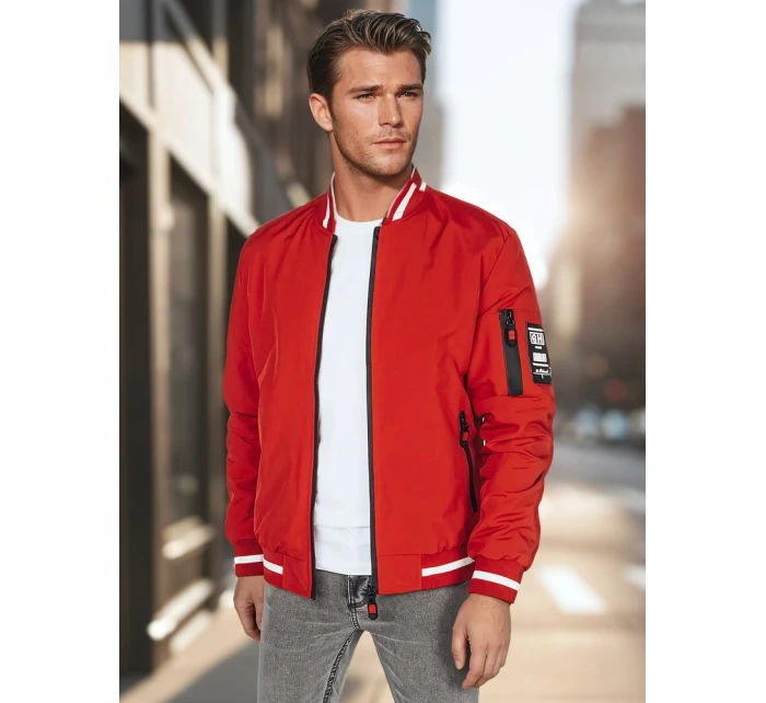 Pánská přechodná bunda bomber červená FashionStreet TX5014