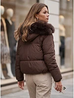 Dámská zimní prošívaná bunda s kožešinou, hnědá, FashionStreet TY5983 Dámská zimní prošívaná bunda s kožešinou, hnědá, FashionStreet TY5983