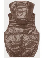 Tmavě béžová péřová vesta s odepínací kapucí model 19640115 - S'WEST Tmavě béžová péřová vesta s odepínací kapucí model 19640115 - S'WEST