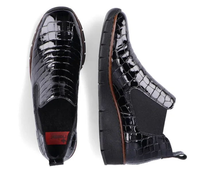 Kožené boty z hadí kůže Rieker W R474 černé Kožené boty z hadí kůže Rieker W R474 černé