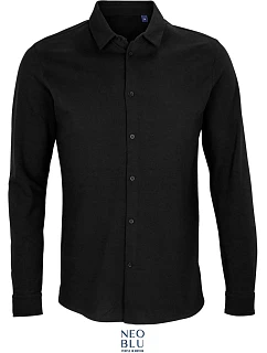 NEOBLU Basile Men Piqué košile s dlouhým rukávem 24.3777 deep black